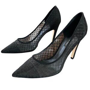 Nine West Black Lace Stiletto "Tatiana" Heels EUC Size 12